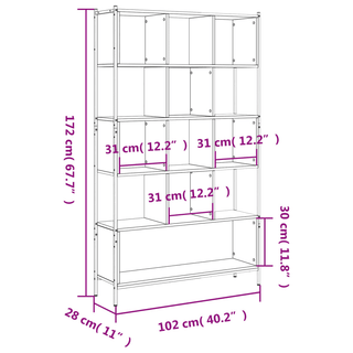 Bookcase Smoked Oak - Stylish and Functional Storage Solution - Giant Lobelia