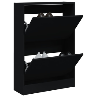 vidaXL Shoe Cabinet Black 60x21x87.5 cm Engineered Wood - Giant Lobelia