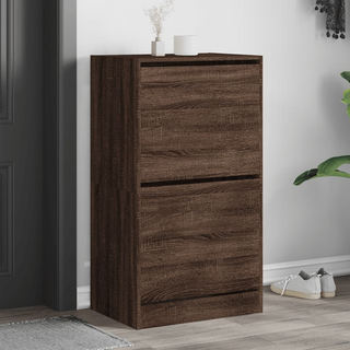 vidaXL Shoe Cabinet with 2 Flip-Drawers Brown Oak 60x42x108 cm - Giant Lobelia