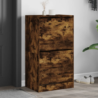 vidaXL Shoe Cabinet with 2 Flip-Drawers Smoked Oak 60x42x108 cm - Giant Lobelia