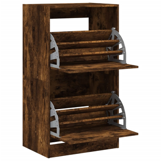 vidaXL Shoe Cabinet with 2 Flip-Drawers Smoked Oak 60x42x108 cm - Giant Lobelia