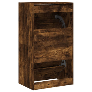 vidaXL Shoe Cabinet with 2 Flip-Drawers Smoked Oak 60x42x108 cm - Giant Lobelia