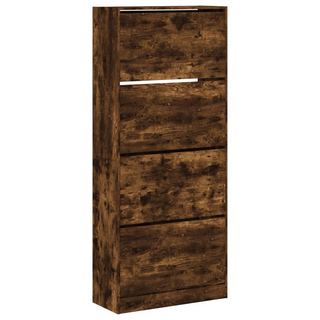 vidaXL Shoe Cabinet with 4 Flip-Drawers Smoked Oak 80x34x187.5 cm - Giant Lobelia