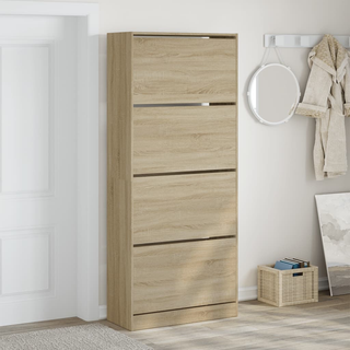 vidaXL Shoe Cabinet with 4 Flip-Drawers Sonoma Oak 80x34x187.5 cm - Giant Lobelia