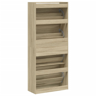 vidaXL Shoe Cabinet with 4 Flip-Drawers Sonoma Oak 80x34x187.5 cm - Giant Lobelia