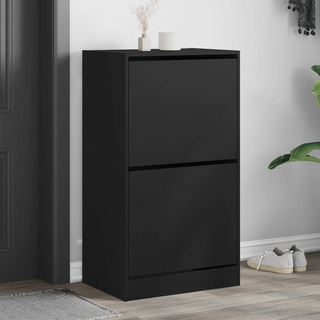 vidaXL Shoe Cabinet with 2 Flip-Drawers Black 60x42x108 cm - Giant Lobelia