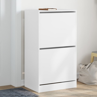 vidaXL Shoe Cabinet with 2 Flip-Drawers White 60x42x108 cm - Giant Lobelia