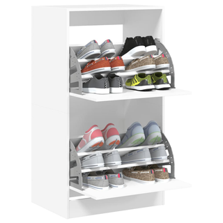 vidaXL Shoe Cabinet with 2 Flip-Drawers White 60x42x108 cm - Giant Lobelia