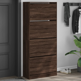 vidaXL Shoe Cabinet with 4 Flip-Drawers Brown Oak 80x34x187.5 cm - Giant Lobelia