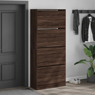 vidaXL Shoe Cabinet with 4 Flip-Drawers Brown Oak 80x34x187.5 cm - Giant Lobelia