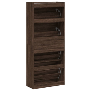 vidaXL Shoe Cabinet with 4 Flip-Drawers Brown Oak 80x34x187.5 cm - Giant Lobelia