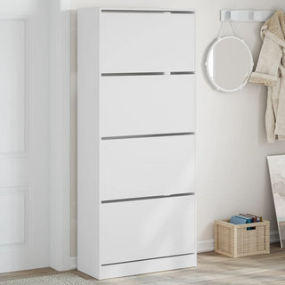 vidaXL Shoe Cabinet with 4 Flip-Drawers White 80x34x187.5 cm - Giant Lobelia