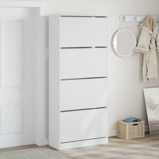 vidaXL Shoe Cabinet with 4 Flip-Drawers White 80x34x187.5 cm - Giant Lobelia