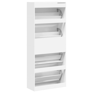 vidaXL Shoe Cabinet with 4 Flip-Drawers White 80x34x187.5 cm - Giant Lobelia