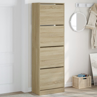 vidaXL Shoe Cabinet with 4 Flip-Drawers Sonoma Oak 60x34x187.5 cm - Giant Lobelia