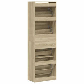 vidaXL Shoe Cabinet with 4 Flip-Drawers Sonoma Oak 60x34x187.5 cm - Giant Lobelia