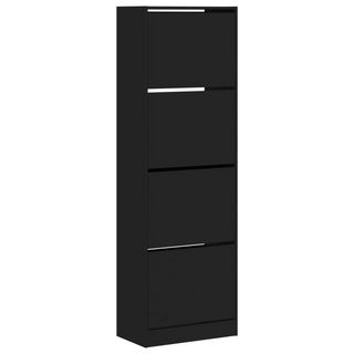 vidaXL Shoe Cabinet with 4 Flip-Drawers Black 60x34x187.5 cm - Giant Lobelia