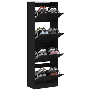 vidaXL Shoe Cabinet with 4 Flip-Drawers Black 60x34x187.5 cm - Giant Lobelia