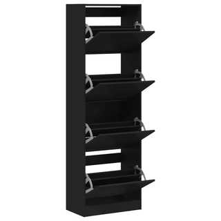 vidaXL Shoe Cabinet with 4 Flip-Drawers Black 60x34x187.5 cm - Giant Lobelia