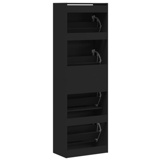 vidaXL Shoe Cabinet with 4 Flip-Drawers Black 60x34x187.5 cm - Giant Lobelia