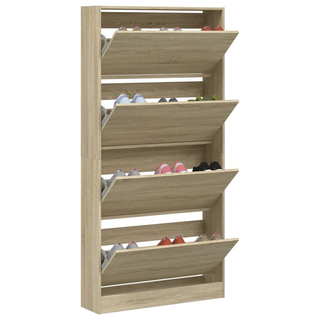 vidaXL Shoe Cabinet with 4 Flip-Drawers Sonoma Oak 80x21x163.5 cm - Giant Lobelia