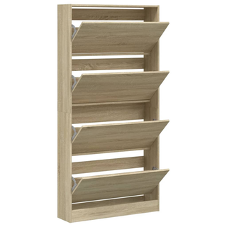 vidaXL Shoe Cabinet with 4 Flip-Drawers Sonoma Oak 80x21x163.5 cm - Giant Lobelia