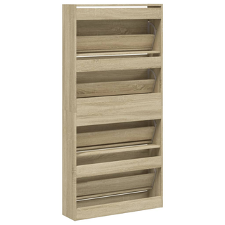 vidaXL Shoe Cabinet with 4 Flip-Drawers Sonoma Oak 80x21x163.5 cm - Giant Lobelia