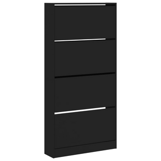 vidaXL Shoe Cabinet with 4 Flip-Drawers Black 80x21x163.5 cm - Giant Lobelia