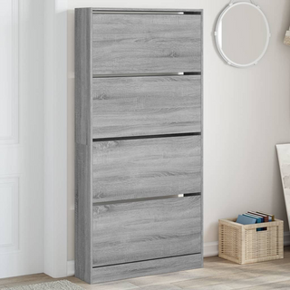 vidaXL Shoe Cabinet with 4 Flip-Drawers Grey Sonoma 80x21x163.5 cm - Giant Lobelia