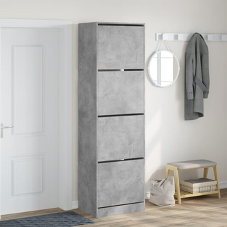 vidaXL Shoe Cabinet with 4 Flip-Drawers Concrete Grey 60x42x204 cm - Giant Lobelia