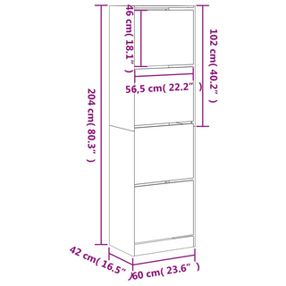 vidaXL Shoe Cabinet with 4 Flip-Drawers Concrete Grey 60x42x204 cm - Giant Lobelia