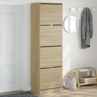 vidaXL Shoe Cabinet with 4 Flip-Drawers Sonoma Oak 60x42x204 cm - Giant Lobelia