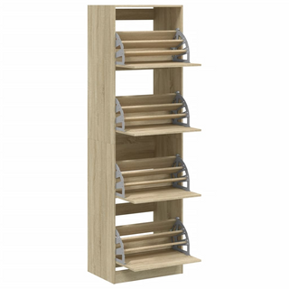 vidaXL Shoe Cabinet with 4 Flip-Drawers Sonoma Oak 60x42x204 cm - Giant Lobelia