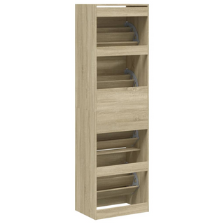 vidaXL Shoe Cabinet with 4 Flip-Drawers Sonoma Oak 60x42x204 cm - Giant Lobelia