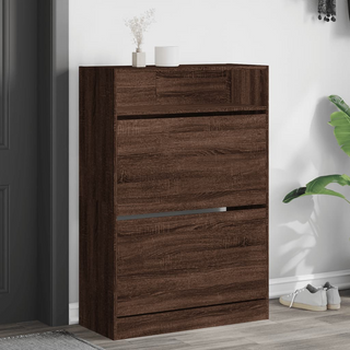 vidaXL Shoe Cabinet with 2 Flip-Drawers Brown Oak 80x34x116 cm - Giant Lobelia