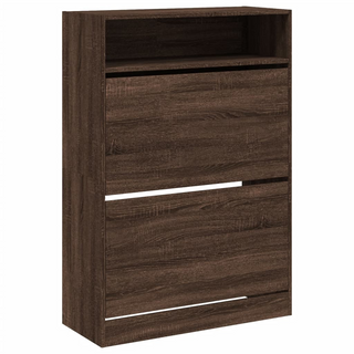 vidaXL Shoe Cabinet with 2 Flip-Drawers Brown Oak 80x34x116 cm - Giant Lobelia