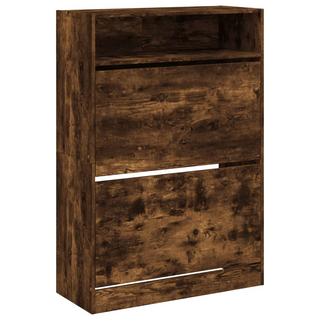 vidaXL Shoe Cabinet with 2 Flip-Drawers Smoked Oak 80x34x116 cm - Giant Lobelia