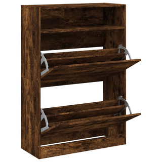 vidaXL Shoe Cabinet with 2 Flip-Drawers Smoked Oak 80x34x116 cm - Giant Lobelia