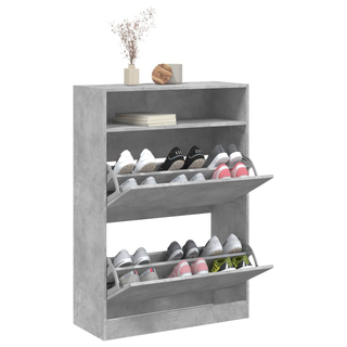 vidaXL Shoe Cabinet with 2 Flip-Drawers Concrete Grey 80x34x116 cm - Giant Lobelia