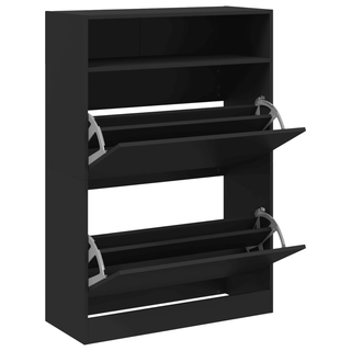 vidaXL Shoe Cabinet with 2 Flip-Drawers Black 80x34x116 cm - Giant Lobelia