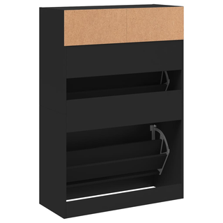 vidaXL Shoe Cabinet with 2 Flip-Drawers Black 80x34x116 cm - Giant Lobelia