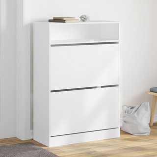 vidaXL Shoe Cabinet with 2 Flip-Drawers White 80x34x116 cm - Giant Lobelia