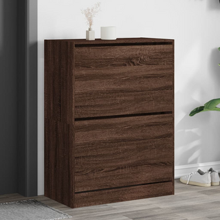 vidaXL Shoe Cabinet with 2 Flip-Drawers Brown Oak 80x42x108 cm - Giant Lobelia