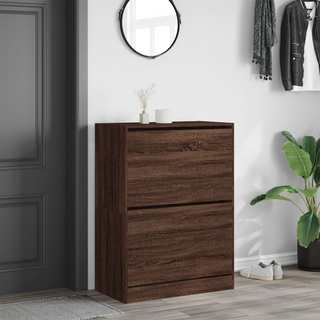 vidaXL Shoe Cabinet with 2 Flip-Drawers Brown Oak 80x42x108 cm - Giant Lobelia