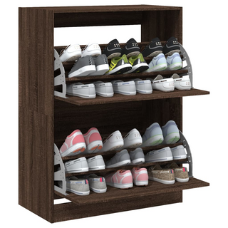 vidaXL Shoe Cabinet with 2 Flip-Drawers Brown Oak 80x42x108 cm - Giant Lobelia