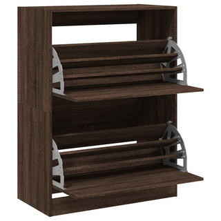 vidaXL Shoe Cabinet with 2 Flip-Drawers Brown Oak 80x42x108 cm - Giant Lobelia