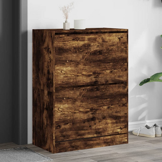 vidaXL Shoe Cabinet with 2 Flip-Drawers Smoked Oak 80x42x108 cm - Giant Lobelia