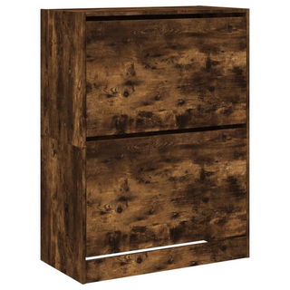 vidaXL Shoe Cabinet with 2 Flip-Drawers Smoked Oak 80x42x108 cm - Giant Lobelia