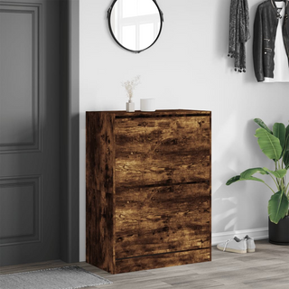 vidaXL Shoe Cabinet with 2 Flip-Drawers Smoked Oak 80x42x108 cm - Giant Lobelia