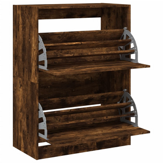 vidaXL Shoe Cabinet with 2 Flip-Drawers Smoked Oak 80x42x108 cm - Giant Lobelia